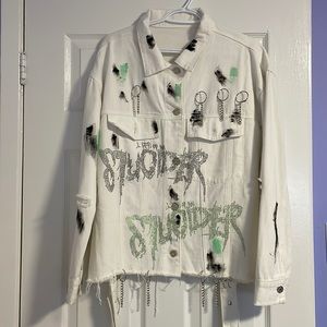 White jean jacket with designs!